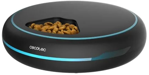 Cecotec Comedero Dispensador Automático de Comida para Mascotas Pumba 1600 Purrfect Meal. Capacidad de 1,6L, 4 Secciones Independientes, Pantalla LED, Temporizador y Grabador de Voz