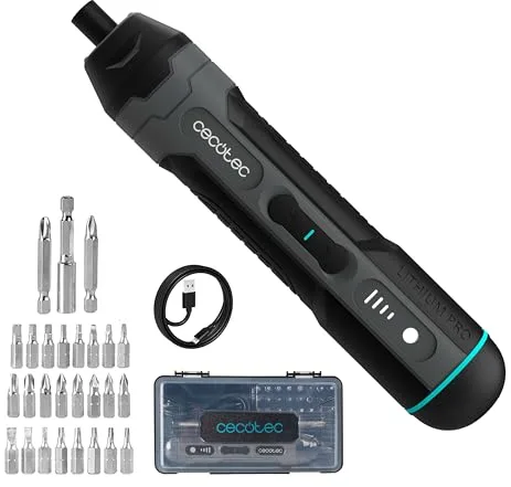Cecotec Destornillador Eléctrico a Batería 3,6V y 1500 mAh EasyGyro 3000 Pocket. 280rpm, Pulsando Botón, Diseño Compacto, Par de Aprieta de hasta 4,5Nm, Potencia Regulable, Carga Cable Tipo C, Luz LED