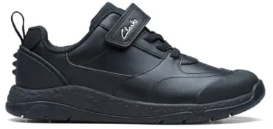 Clarks Boy's Steggystride K Sneaker, Piel Negra, 8/8.5 UK Child