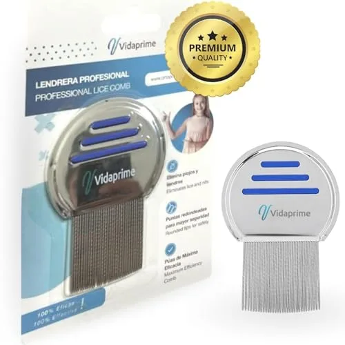 Vidaprime LIENDRERA Profesional, Peine para Eliminar piojos y liendres, con Púas Acanaladas - Tratamiento ANTIPIOJOS Y LIENDRES