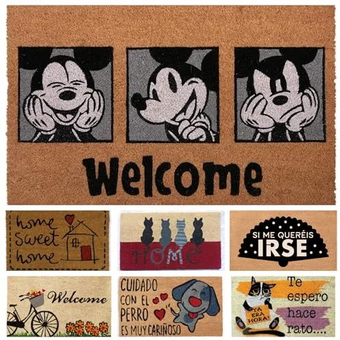 DONATELLA Felpudo Coco Dibujo con Base Antideslizante de PVC - 40x70 cm, Mickey