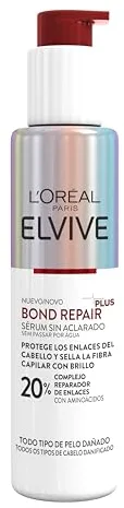 L'Oréal Paris Sérum Reparador Sin Aclarado, Protege Los Enlaces del Cabello y Sella la Fibra, Para Todo Tipo de Pelo Dañado, Elvive Bond Repair Plus, 150 ml