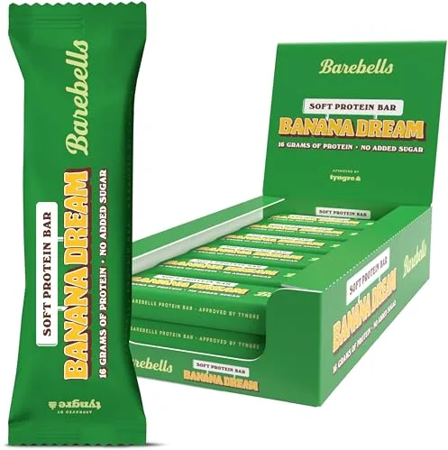 Barebells - Barritas Proteína - 16g Protein x Bar - Baja en azúcar y Calorías - Sin Aceite de Palma - Banana Dream (12 Barritas x 55g)