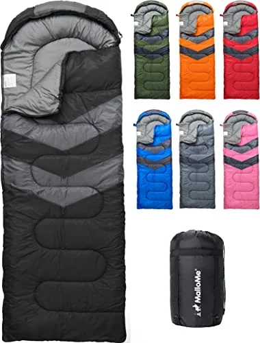 MalloMe – Saco de Dormir para Adulto, niño, Invierno, Verano, Primavera, otoño, plumón para 1 Persona, Impermeable, Bolsas de Dormir y Senderismo – Bolsa de Dormir Ultraligera, compacta para Dormir