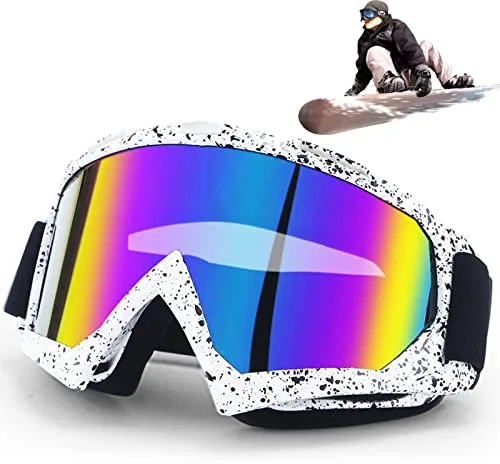 DONGZQAN Gafas Snowboard Espejo, Gafas Esqui Mujer&Hombre, Gafas Nieve Hombre, Gafas de Esqui, Gafas de Protección Uv Antivaho Rellenas de Espuma para Deportes Al Aire Libre (Coloridas)