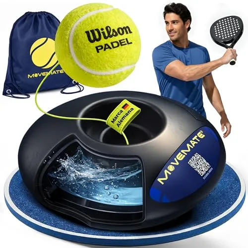 MOVEMATE Set de Entrenamiento Pádel con Pelota Wilson® – Innovador Dispositivo Deportivo para Jugar y Entrenar al Aire Libre, en el jardín, la terraza