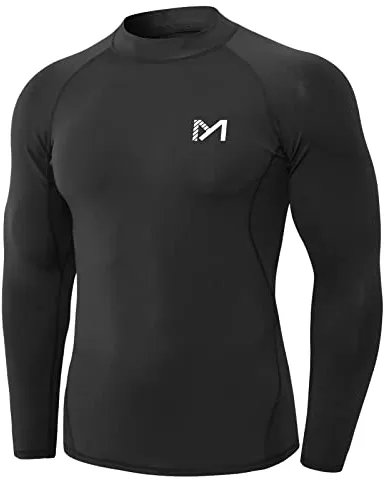 MEETYOO Camiseta Compression Hombre, Hombre Ropa Deportiva Manga Larga Base Layers para Running Gym