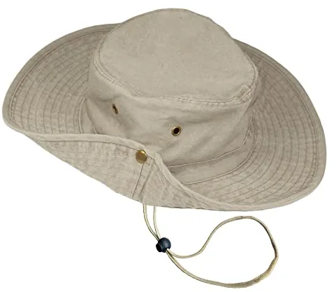 TOSKATOK UPF 50 + Boys Kids Safari Outback Sombrero de protección Solar de algodón Estilo Australiano con ala Ancha, Correa de Barbilla Desmontable, Botones Laterales y Rejillas de ventilación
