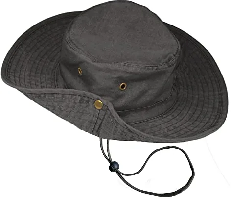 TOSKATOK UPF 50 + Boys Kids Safari Outback Sombrero de protección Solar de algodón Estilo Australiano con ala Ancha, Correa de Barbilla Desmontable, Botones Laterales y Rejillas de ventilación