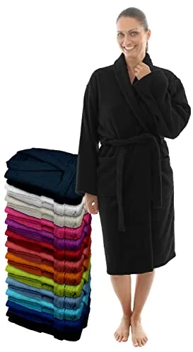 LEBENGOOD Albornoz Mujer 100% Algodón OEKO-TEX, Toalla Rizo Americano 450 gsm, Albornoces Juveniles, Ducha, Piscina, Bata Baño, Unisex,Hombre, Tallas S M L XL XXL 3XL (M, Negro)