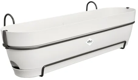 Elho Vibia Campana Trough Allin1 70 - Jardinera por Balcón - Ø 70.4 x H 17.7 cm - Blanco/Silky White