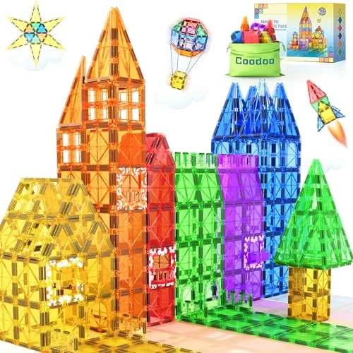 60 piezas de azulejos magnéticos de construcción – Bloques magnéticos STEM para niños, juguetes sensoriales para niños y niñas a partir de 3 años, desarrollo cerebral, preescolar, jardín de infantes