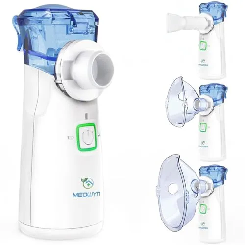 Meowyn Nebulizador Portatil, Nebulizador para Bebe Niños Adultos, Silenciosa Inhaladores Eléctricos Recargable USB-C con Diseño Portátil, fácil de usar y Limpiar, para Uso Doméstico y de Viaje