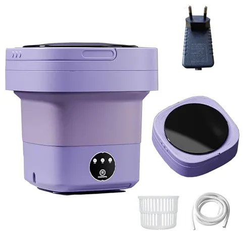12L Portable washing machine, Mini Lavadora portátil para viajes, camping, mini lavadora portátil, lavadora(EU power-El púrpura)
