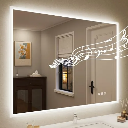 STARLEAD 60x80cm Espejo-Baño-con-Luz-LED y Bluetooth, Antivaho, Espejo-LED con Regulable, 3 Colores Luz, Memoria, IP44, Vidrio Templado, Horizontal/Vertical