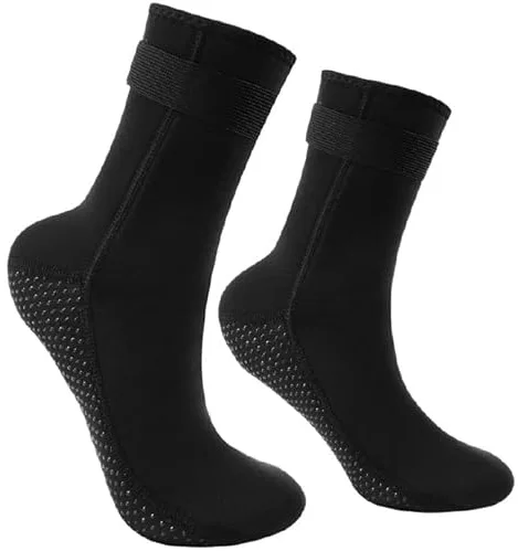 Flintronic Calcetines de Neopreno 3mm Antideslizantes Térmicos para Hombres y Mujeres, para Surf, Playa y Natación (S-Negro)