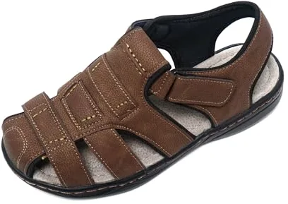 JOMIX Sandalias Hombre Verano con Punta Cerrada Trekking Playa Piscina Mar Cuero Sandalias Deportivas Senderismo, Marrón, 43 EU