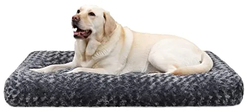 KSIIA Cama para Perro Grande, Camas Perro Antiestres Fondo Antideslizante L, Colchon Cojín Grande, Colchoneta Lavable a Máquina, Dog Bed, 105x70cm, Gris Oscuro