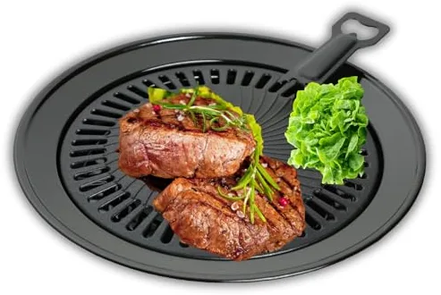 INVIDA Camping Jack - Plancha para barbacoa portátil y propano (bandeja recogegrasa y elevador de placas, revestimiento antiadherente, 32 cm de diámetro)