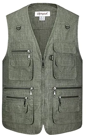 Btmpmcs Hombres Chaleco de Pesca con Multibolsillos Aire Libre Casual Transpirable Chaleco Ligero Cámping Caza Fotografía Chaleco Chaqueta Sin Mangas de Multifunción