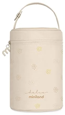 Miniland - Funda Isotérmica para Termos y Biberones Bebé de 700ml, Bolsa de Transporte con Asa, Ideal para Termos de Sólidos | Vanilla