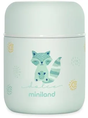 Miniland Termo Bebé para Comidas 280ml de Acero Inoxidable, Cierre Hermético y Aislamiento de Doble Pared, Mantiene Temperatura más de 24h Frío y Calor | Mint
