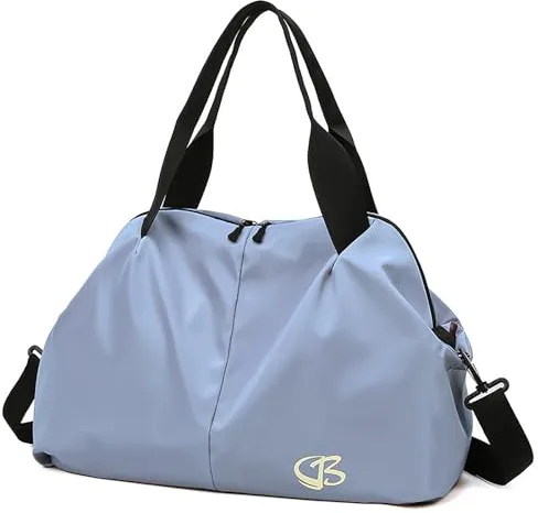 Vllcsla Bolsa Deporte Mujer Pequeña, Bolsos Deportivo con Bolsillo Humedo, Bolso Gimnasio, Bolsa de Viaje Resistente al Agua, Bolsas de Fin de Semana Suave, Mochila Gimnasio Mujer, Azul