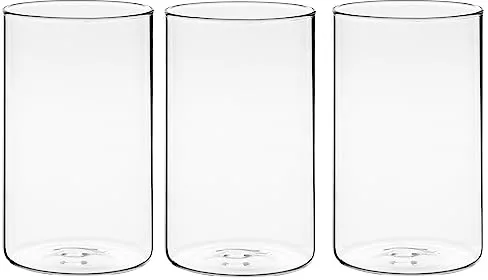 Winter Shore Jarron Cristal de 15 cm para Centro de Mesa [Pack de 3] - Florero Cristal Cilíndrico Transparente para Flores, Velas, Guijarros, Conchas, Cuentas - Decoración para Hogar y Bodas