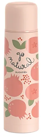 Suavinex, Termo Líquidos para Bebé. Termo de Acero Inoxidable con Cierre Hermético. Para Bebidas Calientes y Frías. 500 ml. Diseño Granada, Color Coral