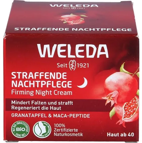 Weleda - Crema de Noche Reafirmante de Granada, Reduce Líneas de Expresión y Arrugas, Regenera la Piel, Hidrata y Nutre, con Aceite de Granada y Péptidos de Maca, Tratamiento Natural - 40 ml