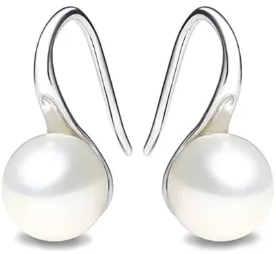 ®AGUACATESTELL Pendientes Mujer Plata de ley 925 Aretes Elegantes Regalo Mujeres y Niñas Aretes de mujer (PERLA)