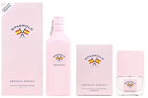SPAGNOLO - Esencia Woman Promoción 150 ml + 30 ml, Colonia Mujer, Pack 2 Productos, Perfume Formato Spray, Eau de Toilette Natural y Femenina, Aroma Floral Afrutado, Fragancia Fresca y Duradera