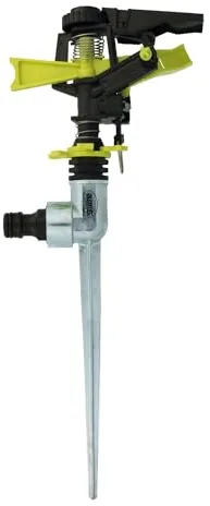 Amig - Aspersor Sectorial con Cabeza - Pincho Metálico Ideal para Clavar en el Césped - 300 mm - Superficie de Riego de hasta 243 m² - Plástico ABS - Verde Pistacho y Negro