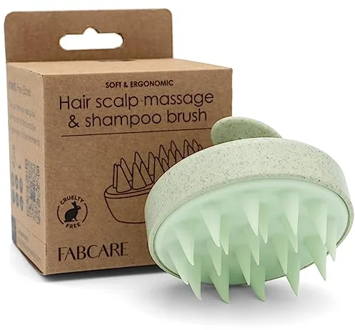FABCARE Cepillo Cuero Cabelludo | Masajeador Cuero Cabelludo | Paja Trigo y Silicona | Cepillo Exfoliante Capilar Pelo Húmedo y Mojado | Masajeador Cabeza Crecimiento Capilar, Limpieza y Sequedad