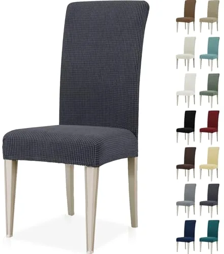 Ystyle Fundas Sillas De Comedor Pack 6, Fundas Para Sillas Ajustables, Funda Para Sillas Elástica, Cubre Funda Protectora Sillas Lavables Para Banquetes Hogar Restaurante Hotel, Gris