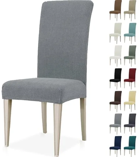 Ystyle Fundas Sillas De Comedor Pack 6, Fundas para Sillas Ajustables, Funda para Sillas Elástica, Cubre Funda Protectora Sillas Lavables para Banquetes Hogar Restaurante Hotel, Gris Claro