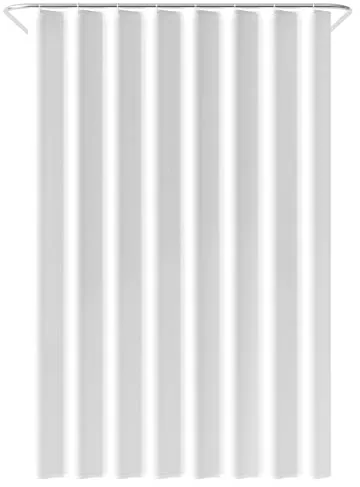 Loti Living Cortina de Ducha Blanca 120x200 cm – Impermeable, Antimoho, Lavable – Tela Poliéster para Ducha Moderna