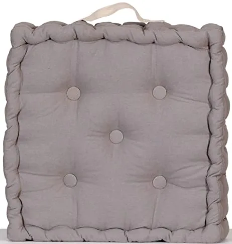 Atout Ciel - Cojín de Suelo (40 x 40 cm, con asa de Contraste, Gris, Cuadrado)