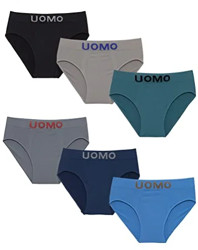 Channo Slips Calzoncillos Licra para Hombre, Invisibles, Cómodos y Suaves. Colección UOMO - Pack de 6, Multicolor, XL
