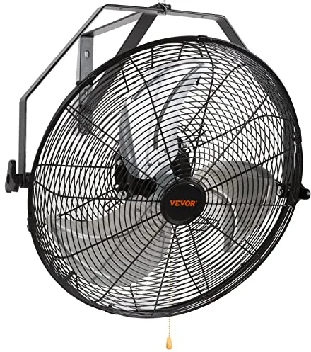 VEVOR Ventilador de Montaje en Pared, 44,6 cm, 3 Velocidades de Alta Velocidad Máx. 4150 CFM, Ventilador de Pared Industrial Oscilante Impermeable, Comercial o Residencial para Almacén, Patio, Negro
