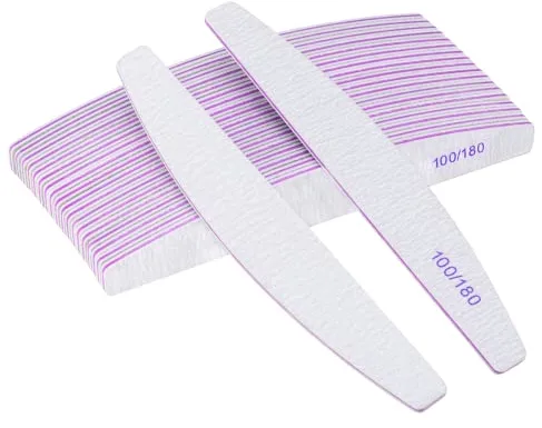 Limas de uñas, 20 unidades de lima de uñas profesional de doble cara reutilizable 100/180 Grit para salones de manicura, arte de uñas en casa