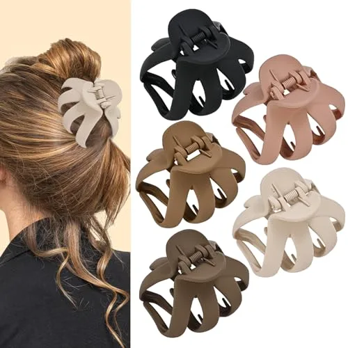 Lolalet 5 Unidades Pinzas para Pelo, Pinza para Cabello de Agarre Antideslizante Claw Clips para Peinado de Moda para Mujer y Chica -B