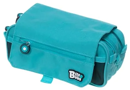 Grafoplás | Estuche Escolar Tres Compartimentos con Solapa | Turquesa | Bits&Bobs | Colores Vivos | 23x10x10cm | Incluye Horario y Zona Identificación | Perfecto para Organizar tu Material Escolar
