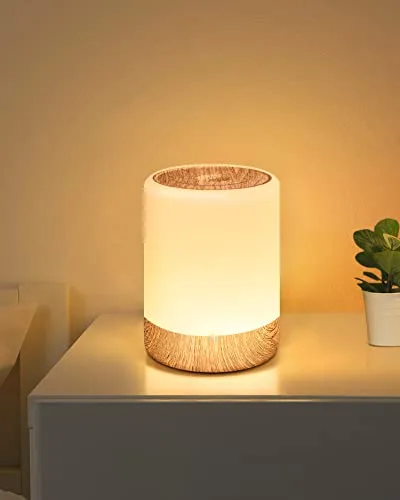 FOMYHEARD Lámpara de mesita de noche táctil regulable, 256 RGB cambio de color lámpara de mesa LED cálida, 2200mAh USB recargable, función de memoria luz nocturna para niños, para dormitorio salón