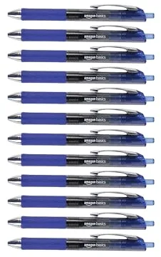Amazon Basics Gel Pens Fine Point Smooth Writing Pens, Retractable, Blue, 0.7mm, 12 Pack