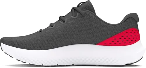 Under Armour UA Charged Surge 4 Zapatillas de deporte de hombre, zapatillas para correr transpirables, color gris brezo/rojo/rojo