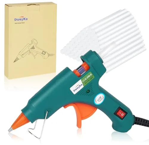 Pistola de Pegamento Caliente, Dweyka 20W Pistola de Pegamento con 75pcs Barras, Juego de Pistola de Silicona Para la Escuela Arte de Bricolaje Calentamiento Rápido para Pasatiempos