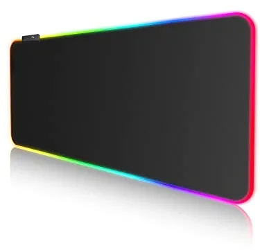 EASEMO Alfombrilla de Ratón RGB, XXL 800x300x4mm Mouse Pad, 10 Modos de Iluminación 7 Colores LED, Base Antideslizante, Adecuada para Jugadores, PC y portátil