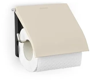 Brabantia - ReNew Portarrollos de Papel Higiénico - Apto para Rollos de Tamaño Estándar - Fijador de Pared Incluido - Resistente a la Corrosión - Accesorio de Baño - Soft Beige - 17 x 13,2 x 12,3 cm