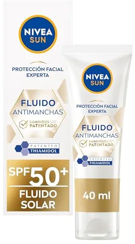 NIVEA SUN Luminous630 - Fluido Facial Solar 50+ Antimanchas - Protector Solar Facial 50 Diario - Protección UVA/UVB - Tono Uniforme - Ácido Hialurónico - Textura Ligera - Todo Tipo de Piel - 40 ml